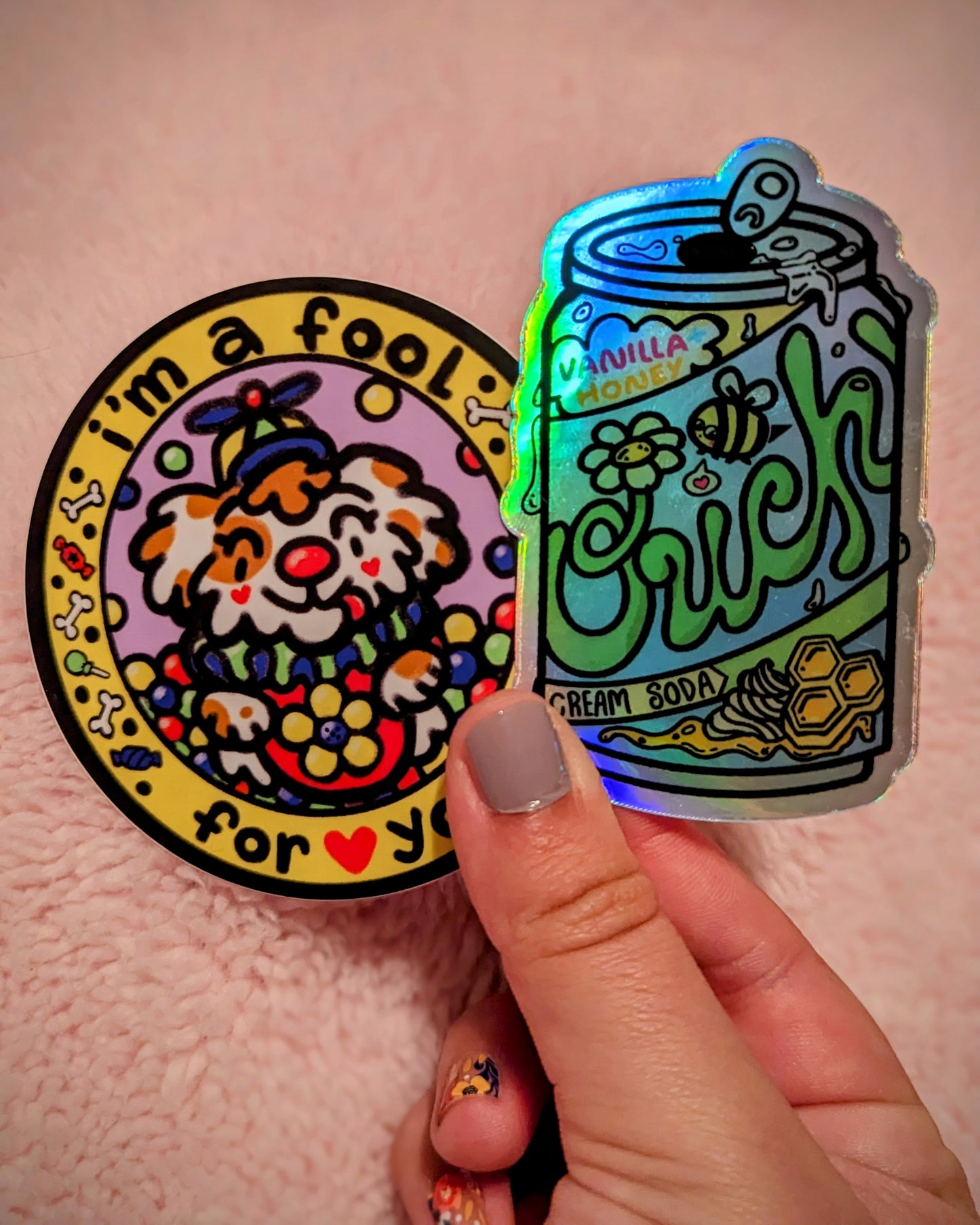 Ouch! Cream Soda Die-Cut Holographic Vinyl Sticker